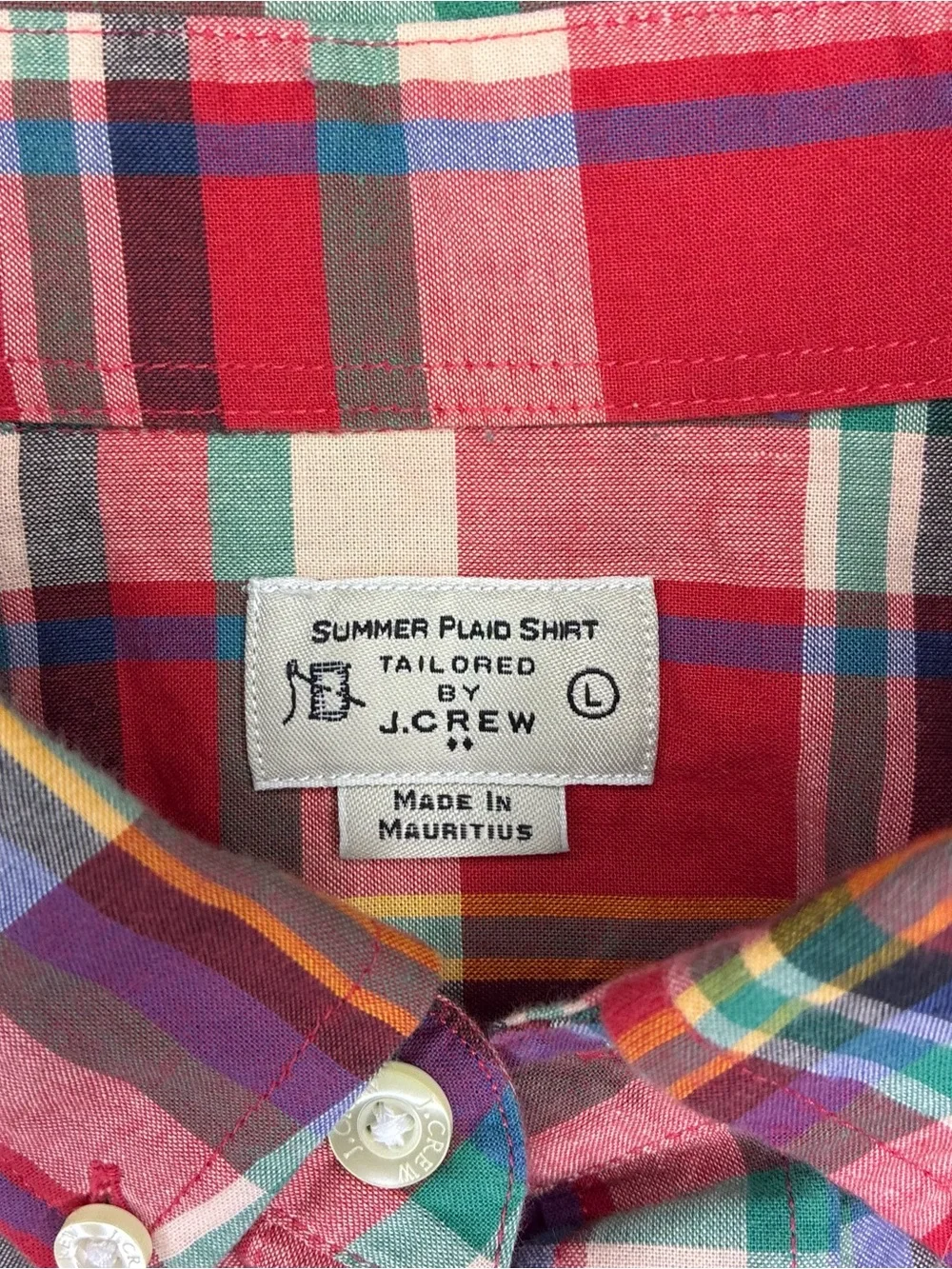 J. Crew Men's Red Plaid Button-Down Shirt